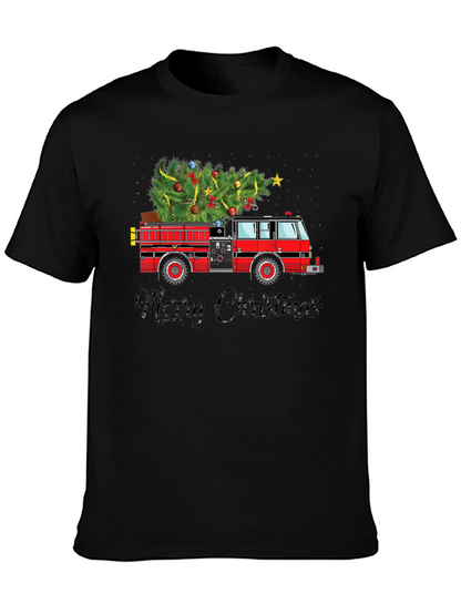 Camiseta Navideña Camión de Bomberos