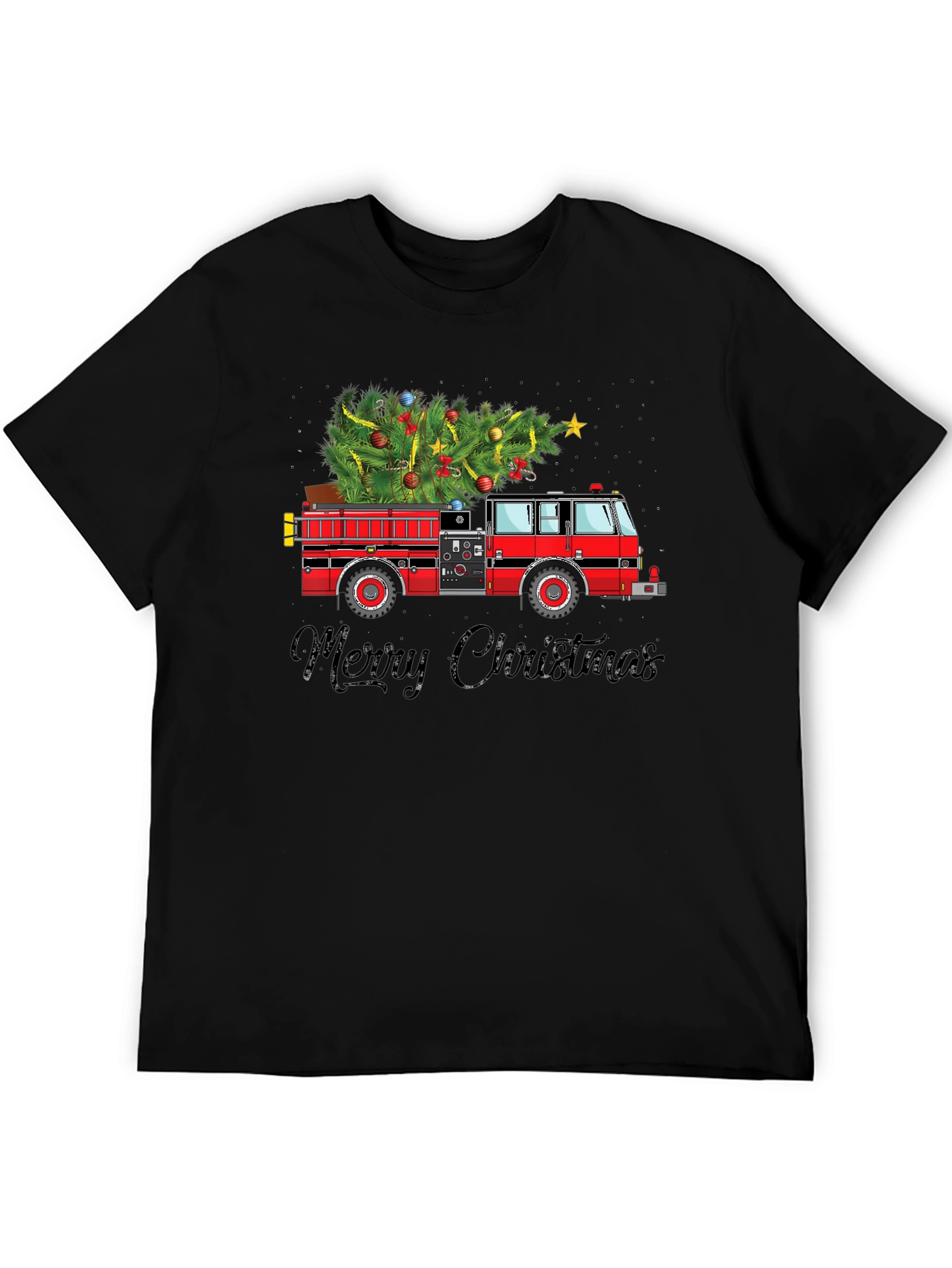 Camiseta Navideña Camión de Bomberos