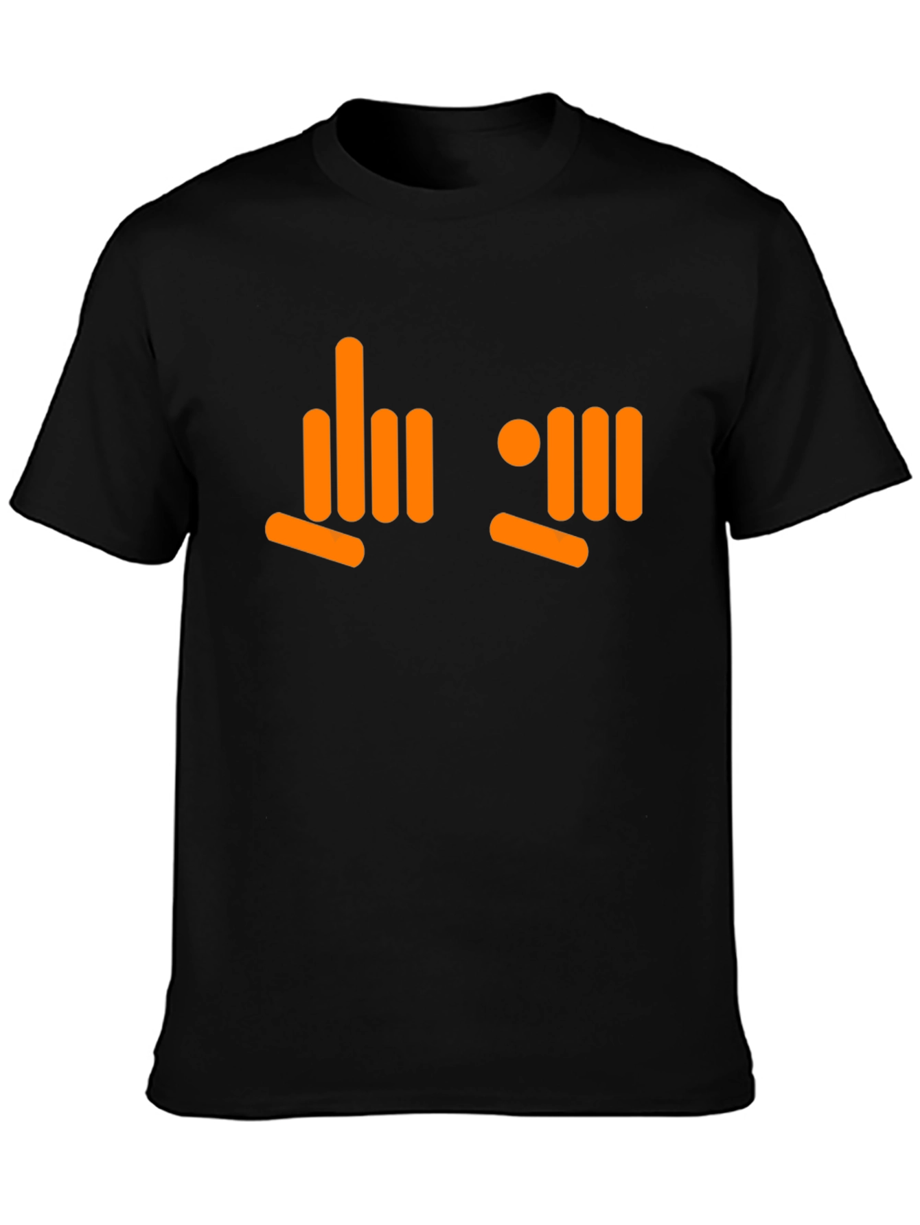 Camiseta Negra con Diseño Gráfico Naranja