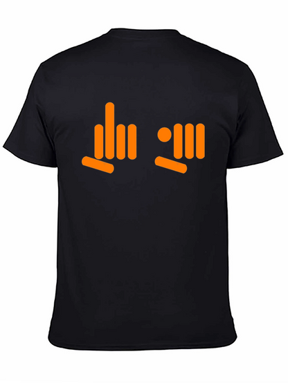 Camiseta Negra con Diseño Gráfico Naranja