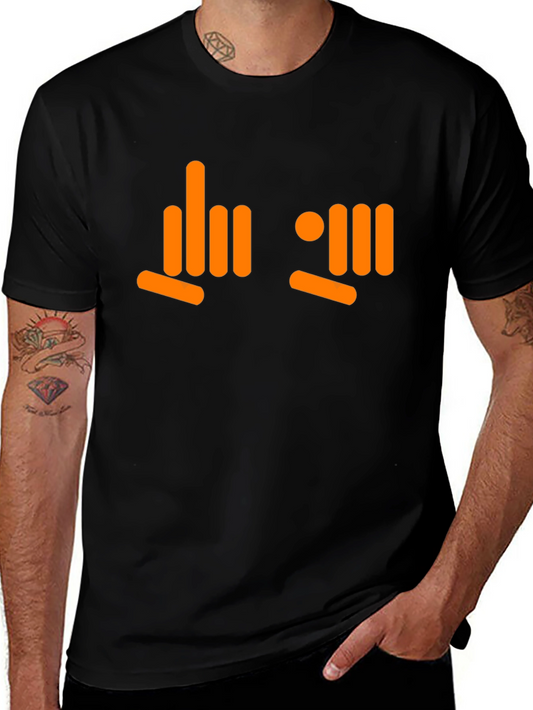 Camiseta Negra con Diseño Gráfico Naranja