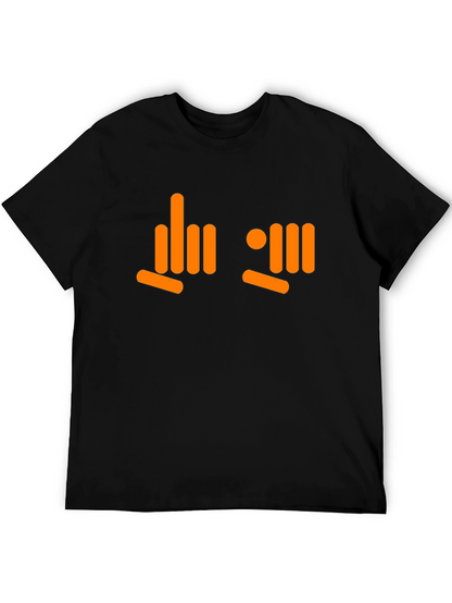 Camiseta Negra con Diseño Gráfico Naranja