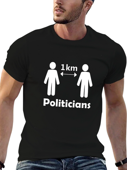 Camiseta Negra Humor Político: Distancia de 1 km