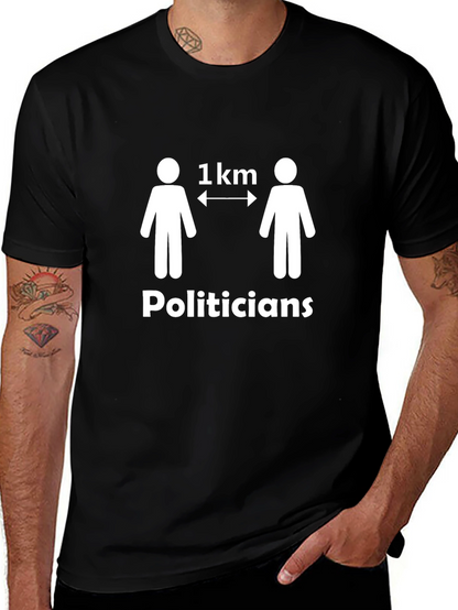 Camiseta Negra Humor Político: Distancia de 1 km