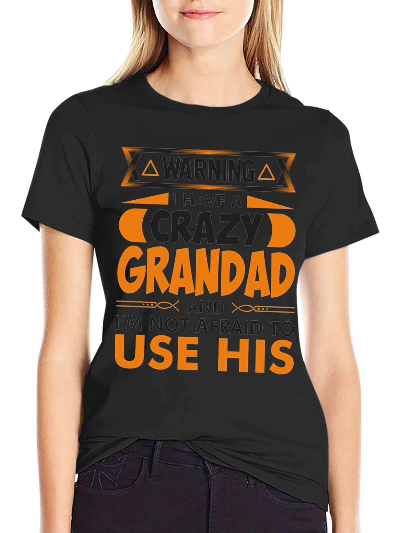 Camiseta Negra con Diseño Abuelo Loco