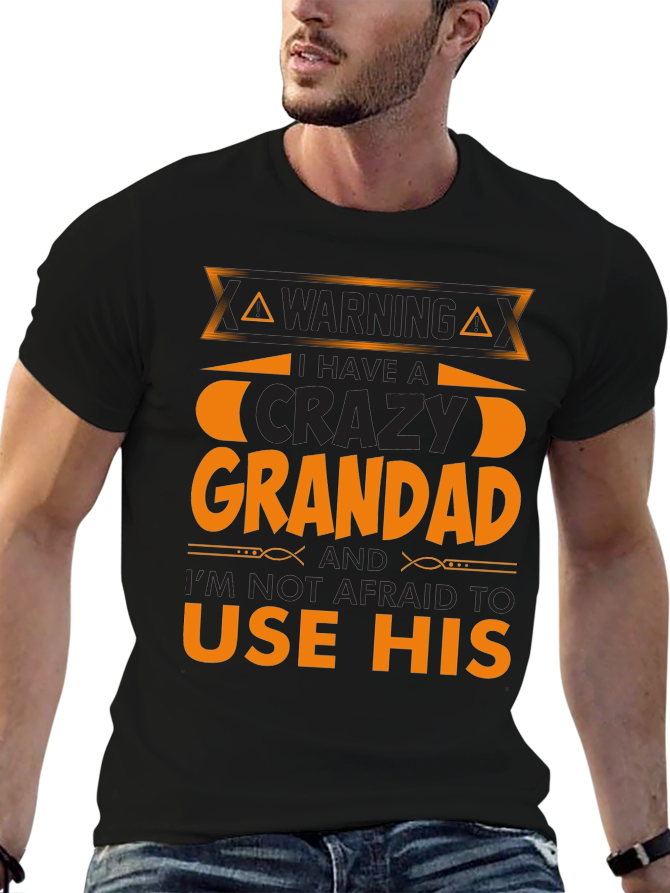 Camiseta Negra con Diseño Abuelo Loco