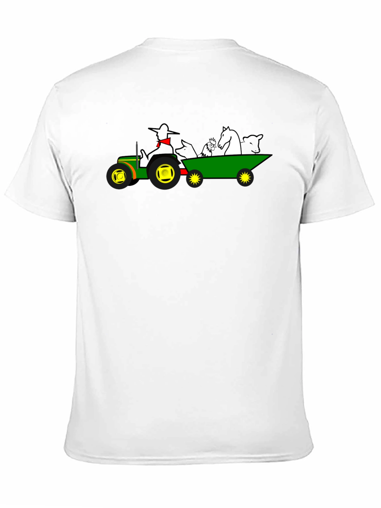 Camiseta Negra con Diseño de Tractor y Animales