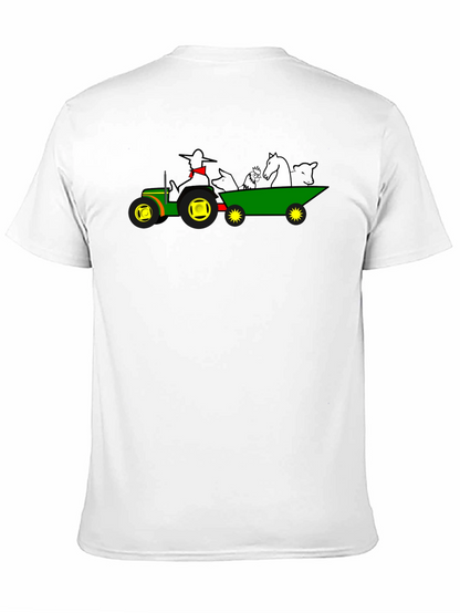 Camiseta Negra con Diseño de Tractor y Animales