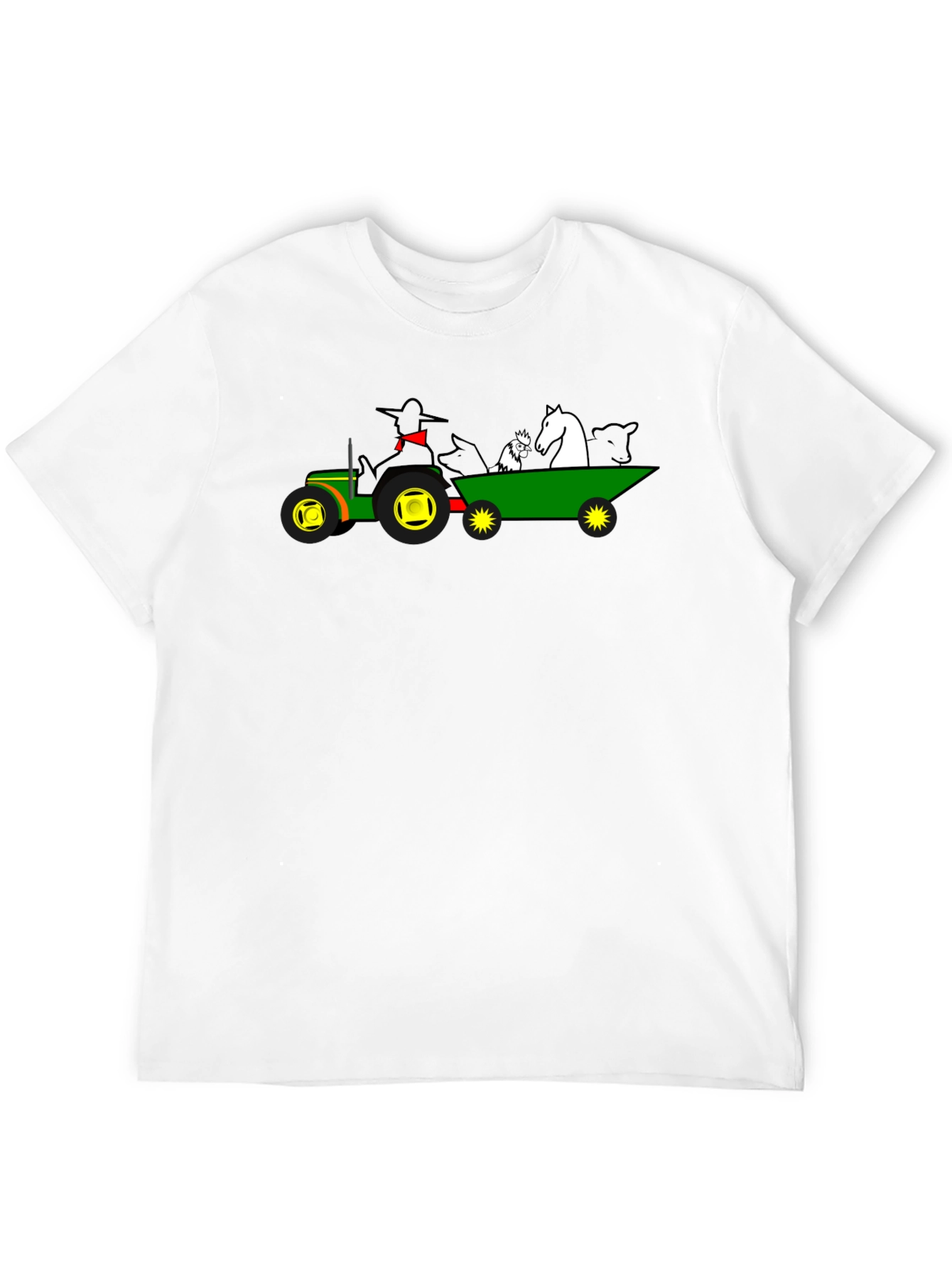 Camiseta Negra con Diseño de Tractor y Animales