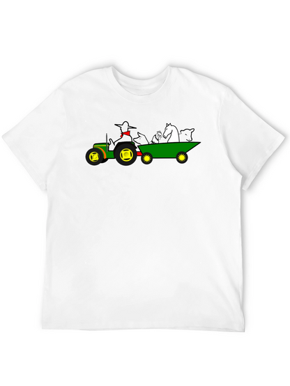 Camiseta Negra con Diseño de Tractor y Animales