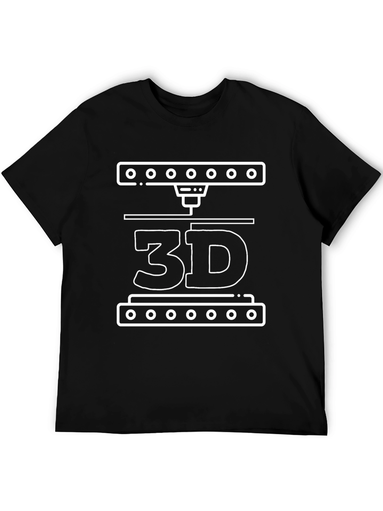 Camiseta Negra con Diseño de Impresión 3D
