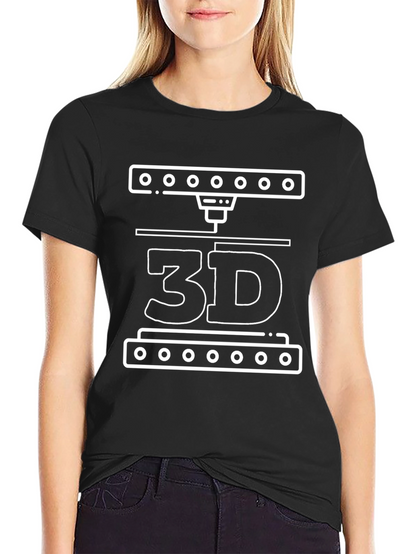 Camiseta Negra con Diseño de Impresión 3D