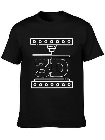 Camiseta Negra con Diseño de Impresión 3D