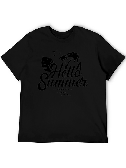 Camiseta Negra Hello Summer Estilo Vacacional