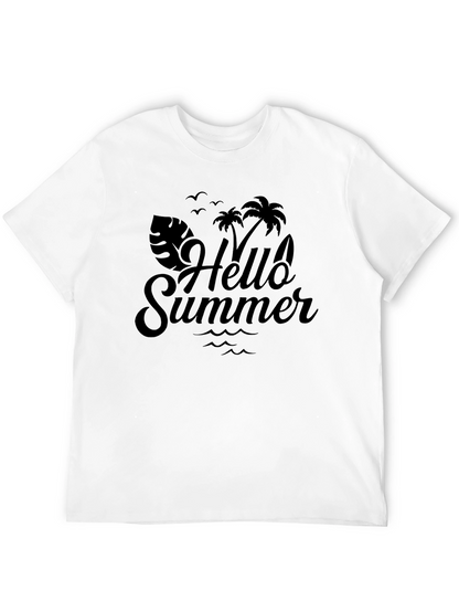 Camiseta Negra Hello Summer Estilo Vacacional