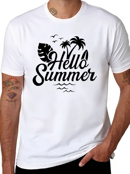 Camiseta Negra Hello Summer Estilo Vacacional