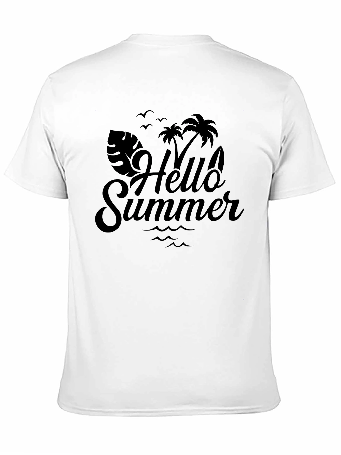 Camiseta Negra Hello Summer Estilo Vacacional