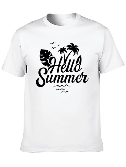 Camiseta Negra Hello Summer Estilo Vacacional