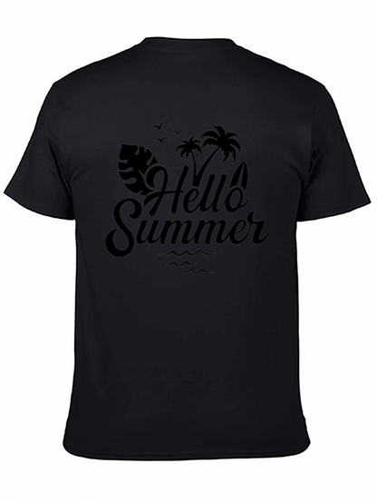 Camiseta Negra Hello Summer Estilo Vacacional