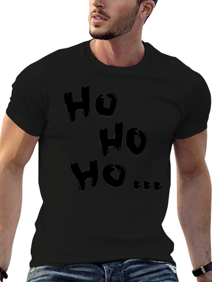 Camiseta Negra Ho Ho Ho Navideña para Hombre