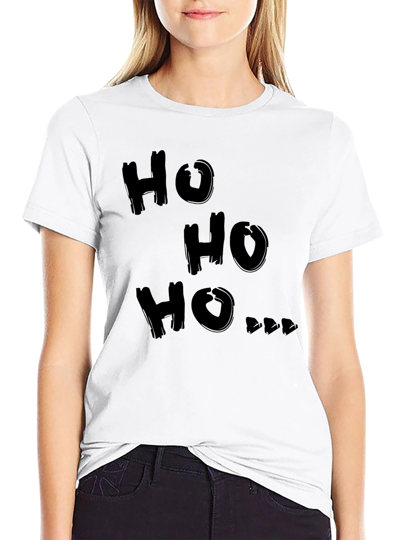 Camiseta Negra Ho Ho Ho Navideña para Hombre