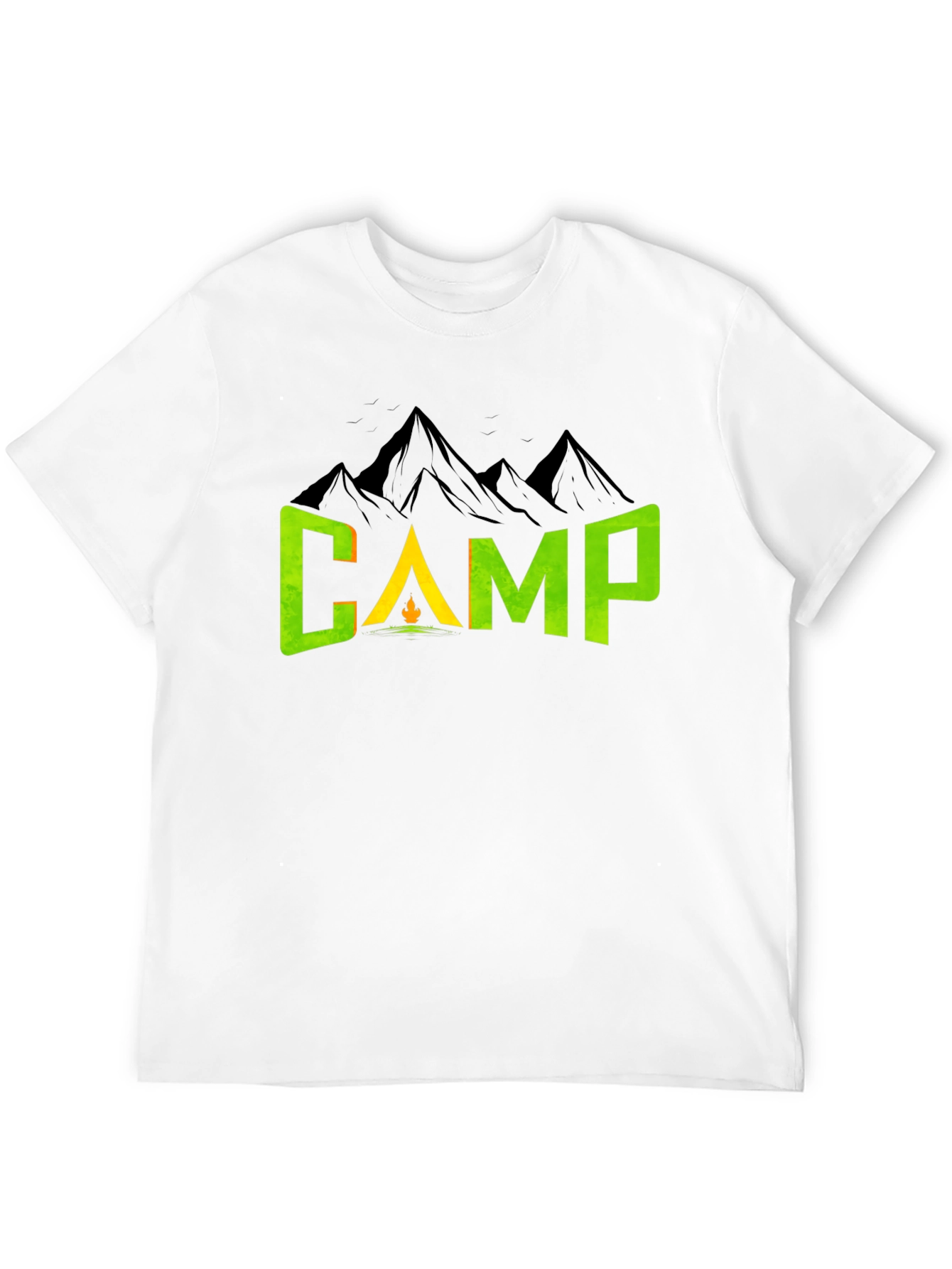 Camiseta Negra con Diseño de Camping