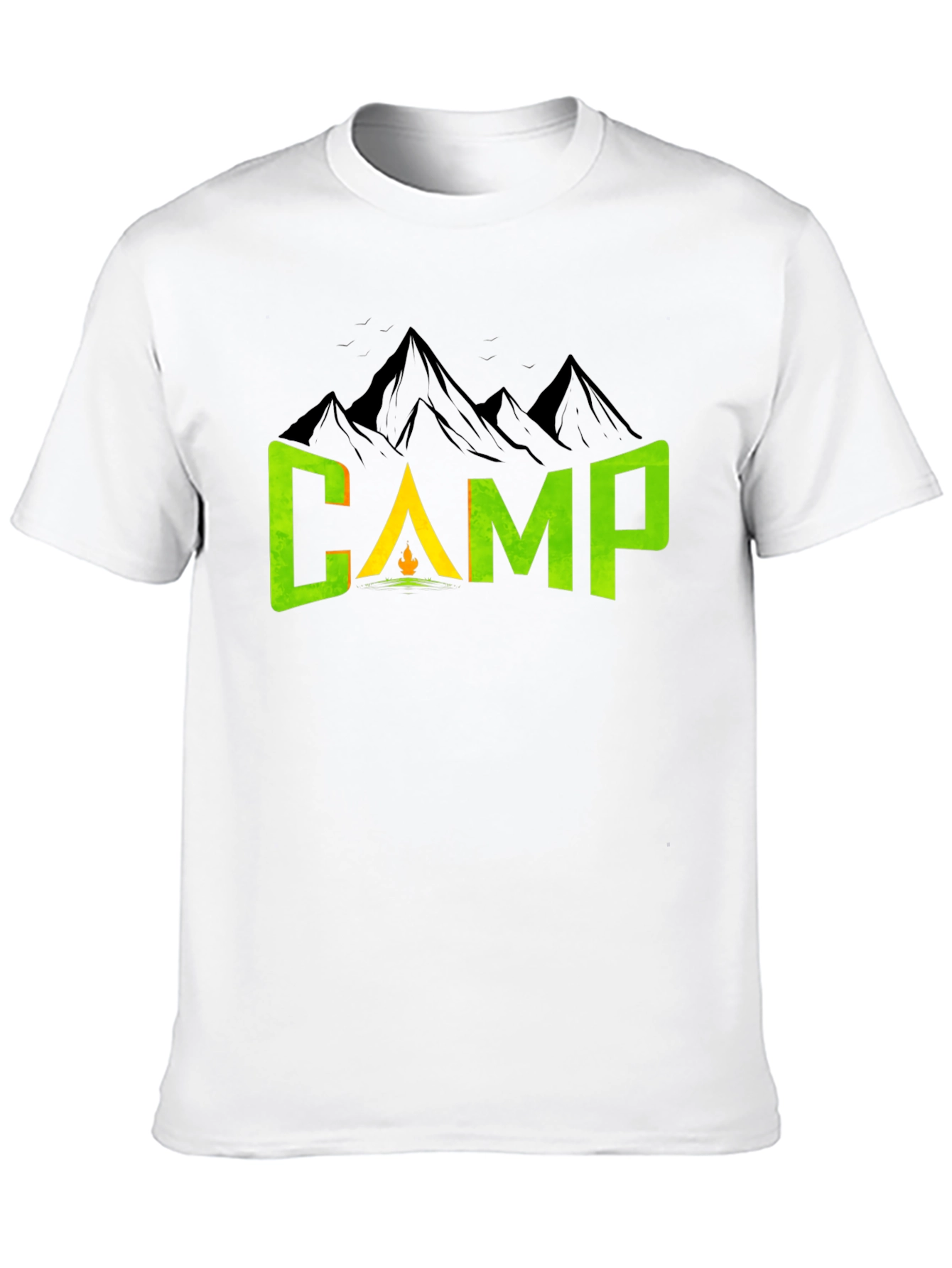 Camiseta Negra con Diseño de Camping