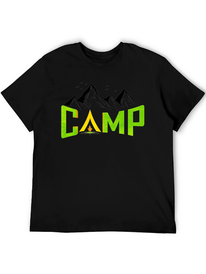 Camiseta Negra con Diseño de Camping