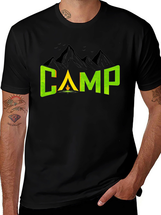 Camiseta Negra con Diseño de Camping