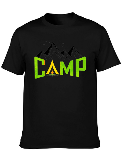Camiseta Negra con Diseño de Camping