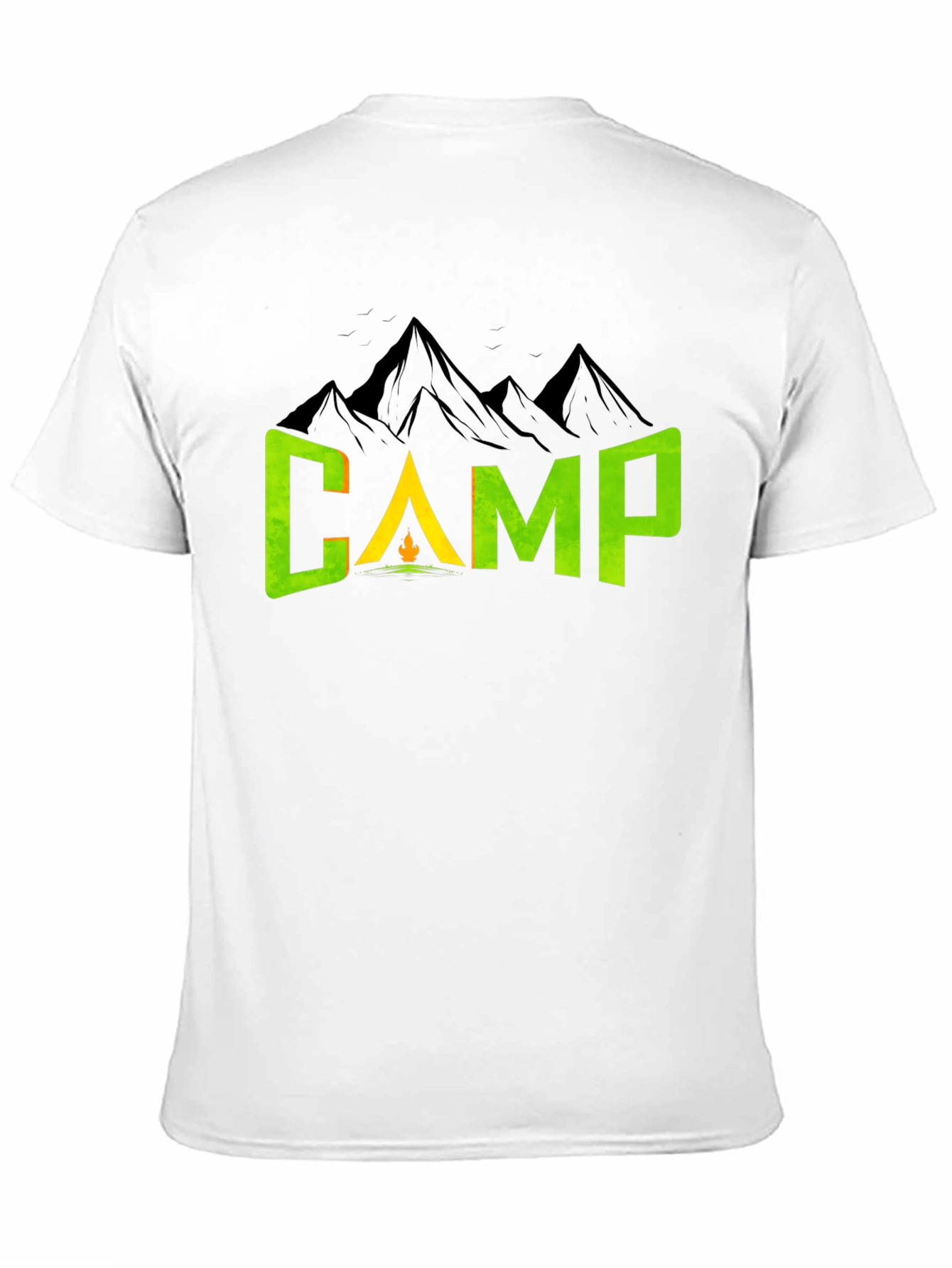 Camiseta Negra con Diseño de Camping
