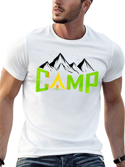 Camiseta Negra con Diseño de Camping
