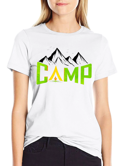 Camiseta Negra con Diseño de Camping