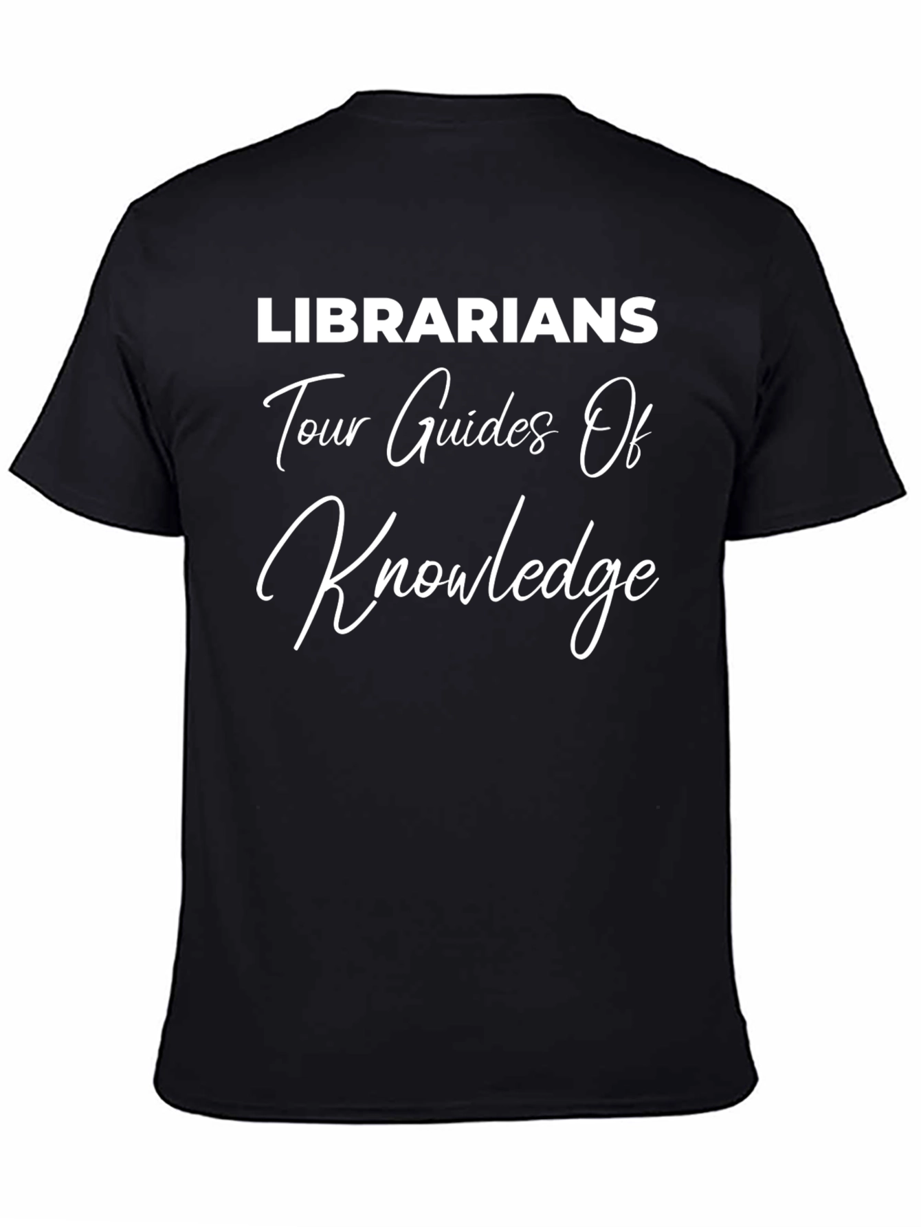 Camiseta Negra: Bibliotecarios Guías del Conocimiento