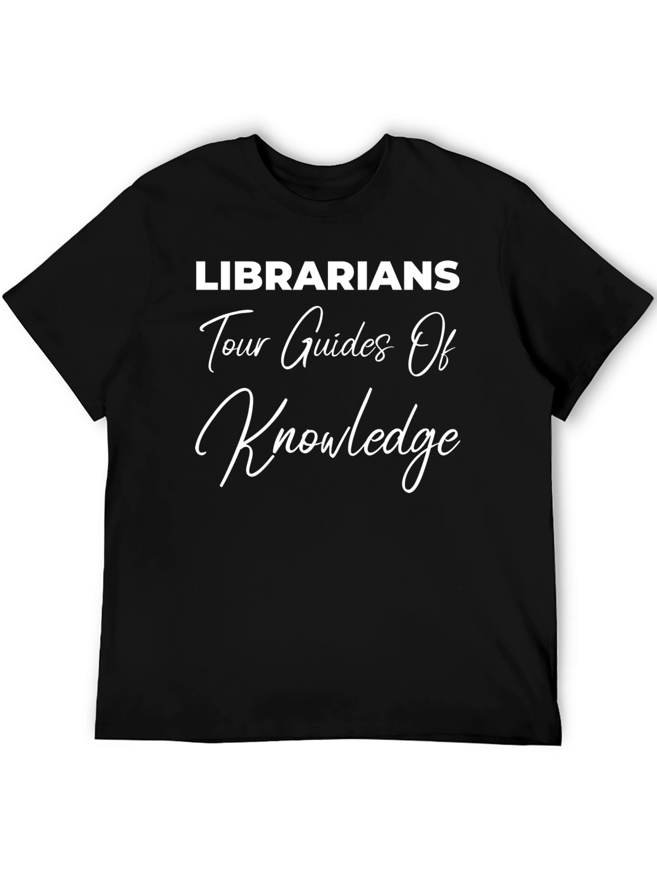 Camiseta Negra: Bibliotecarios Guías del Conocimiento
