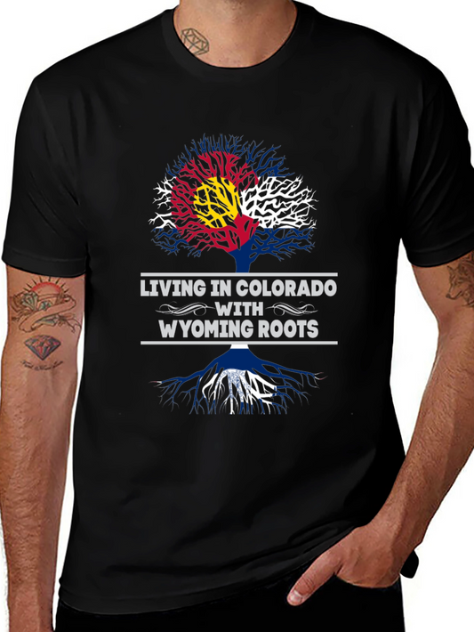 Camiseta Colorado con raíces de Wyoming - Diseño Único