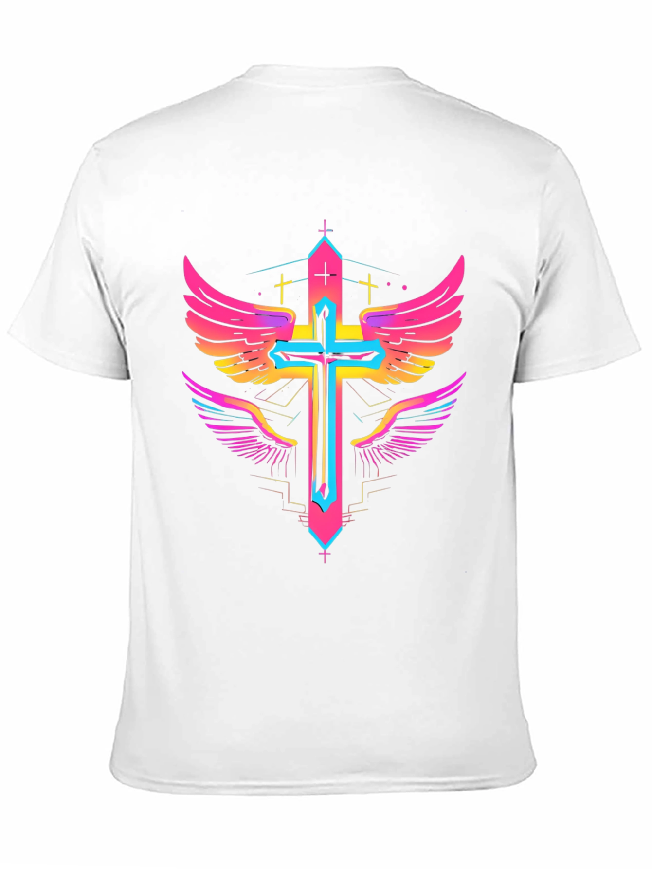 Camiseta Negra con Cruz Alada Neón