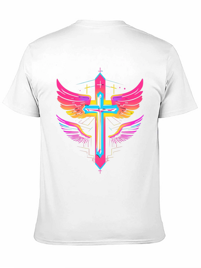 Camiseta Negra con Cruz Alada Neón