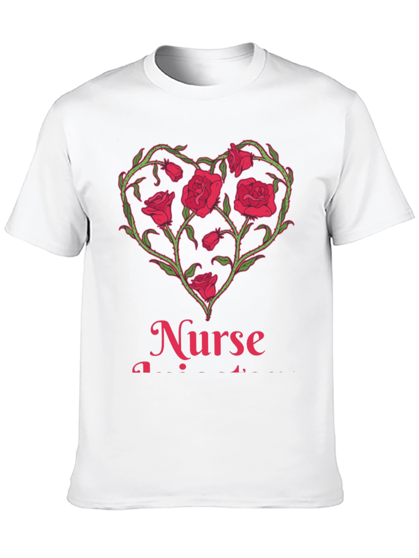 Camiseta Negra Corazón Floral Enfermera