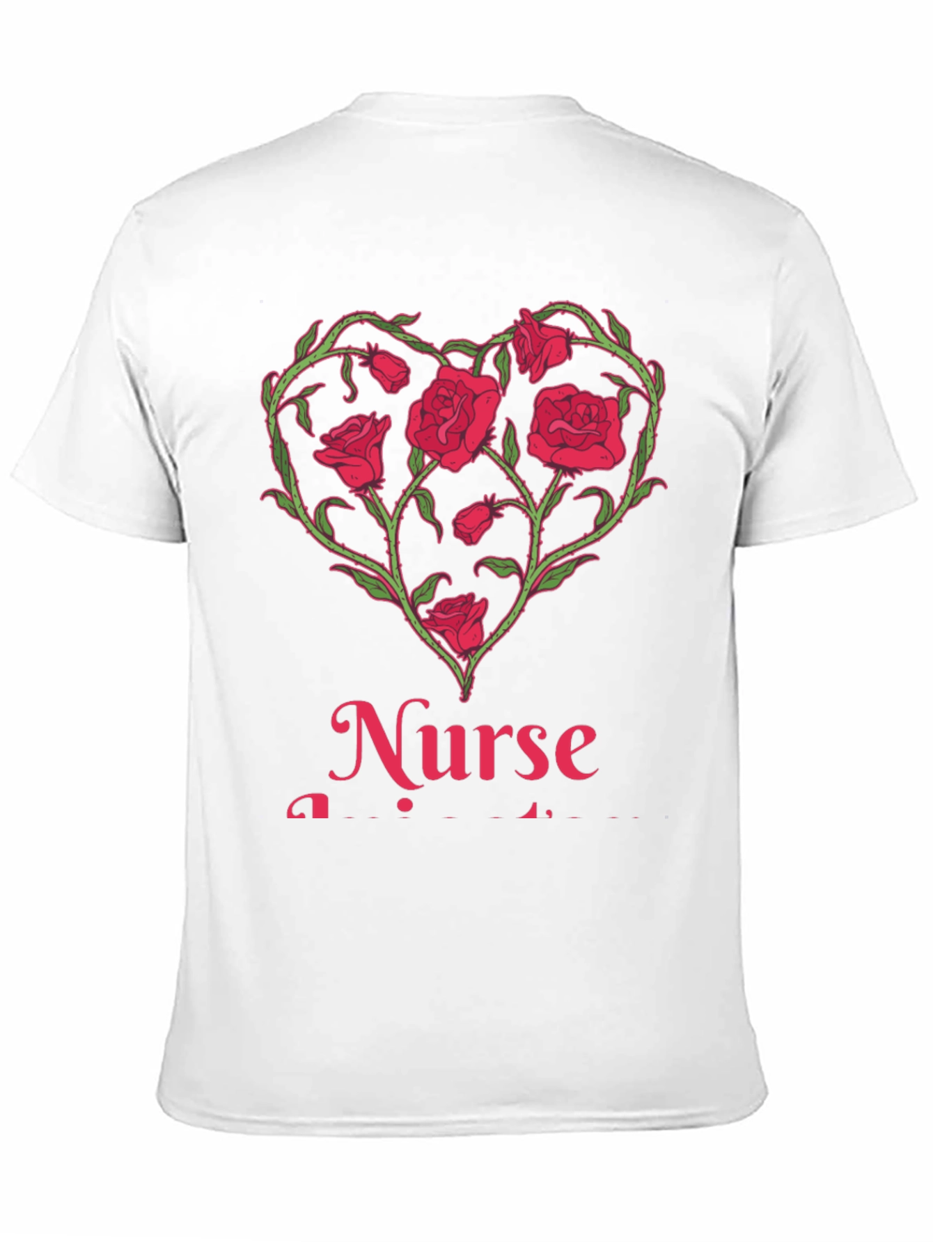 Camiseta Negra Corazón Floral Enfermera