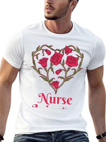 Camiseta Negra Corazón Floral Enfermera