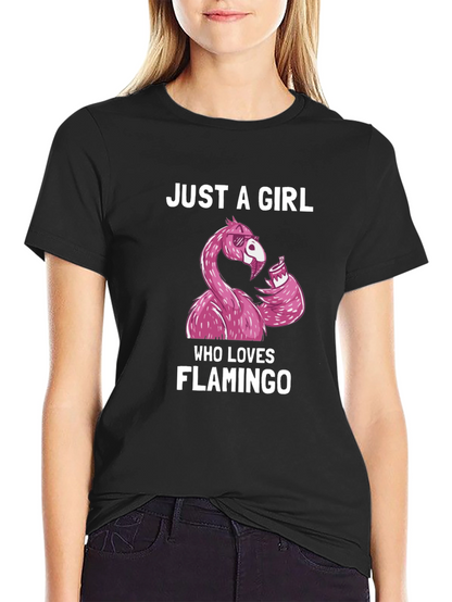 Camiseta Negra con Estampado de Flamenco Divertido