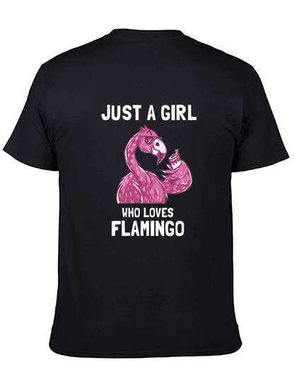 Camiseta Negra con Estampado de Flamenco Divertido