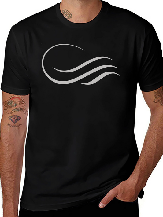 Camiseta Negra con Diseño Ondas Abstractas