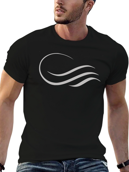 Camiseta Negra con Diseño Ondas Abstractas