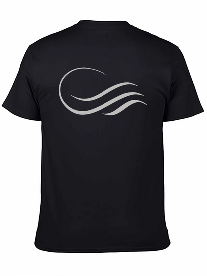 Camiseta Negra con Diseño Ondas Abstractas