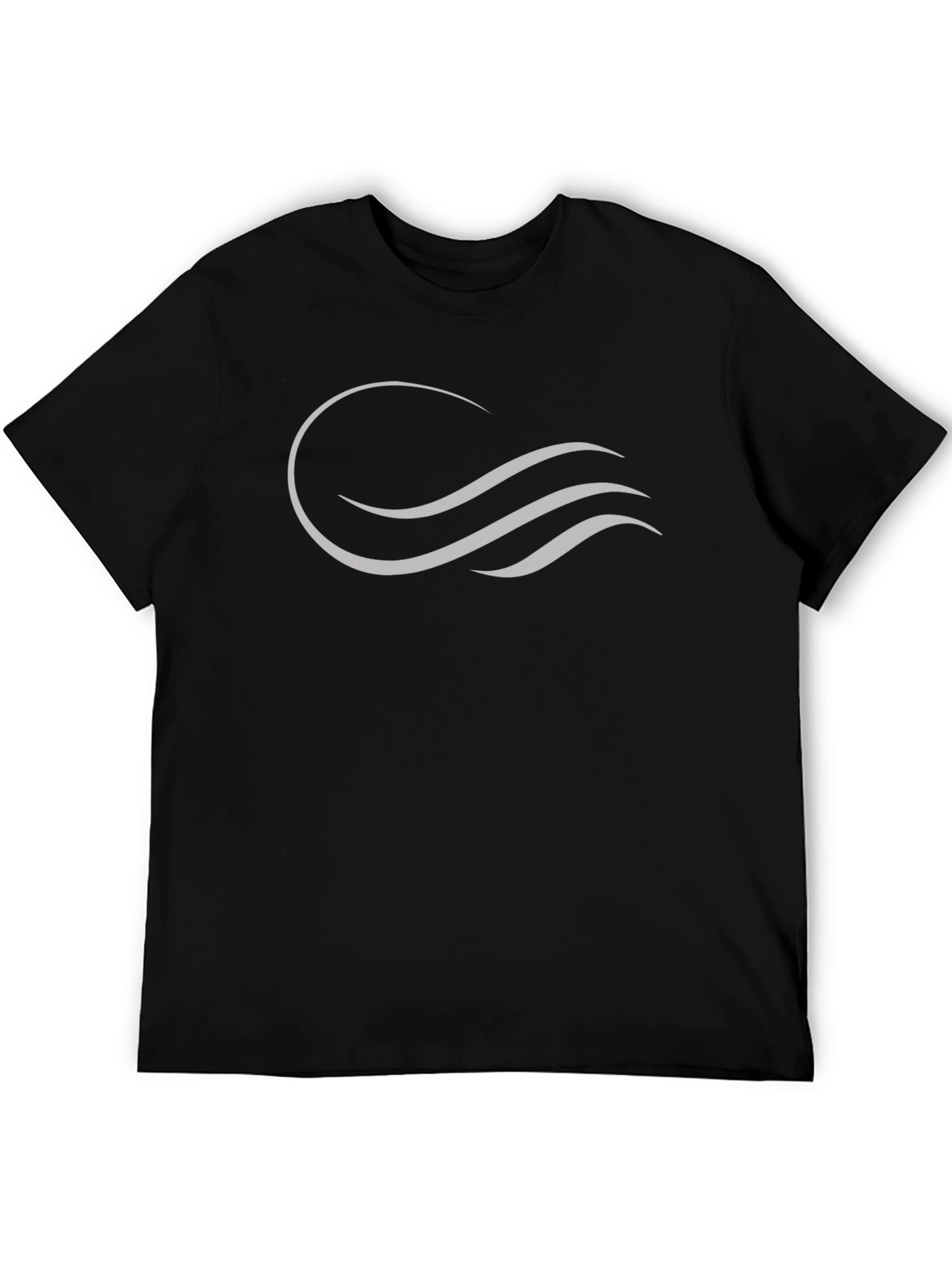 Camiseta Negra con Diseño Ondas Abstractas