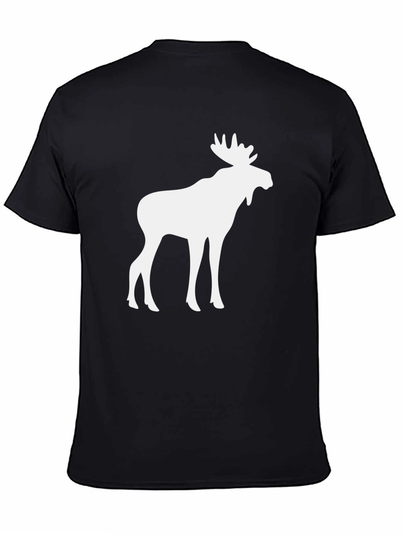 Camiseta Negra con Diseño de Alce Blanco
