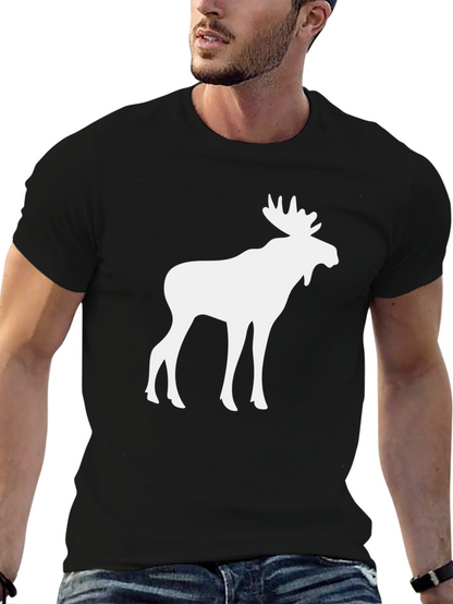 Camiseta Negra con Diseño de Alce Blanco