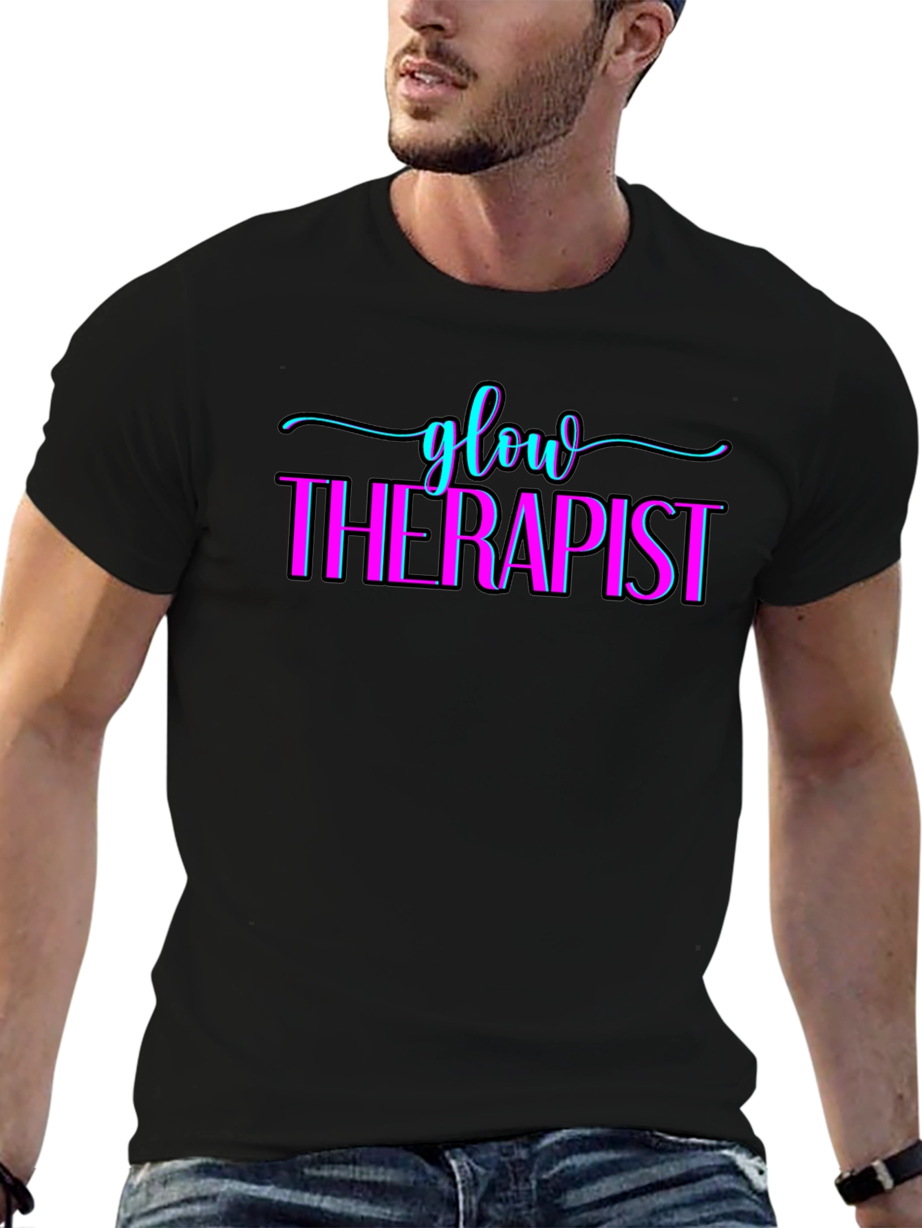 Camiseta Negra Glow Therapist Diseño Único